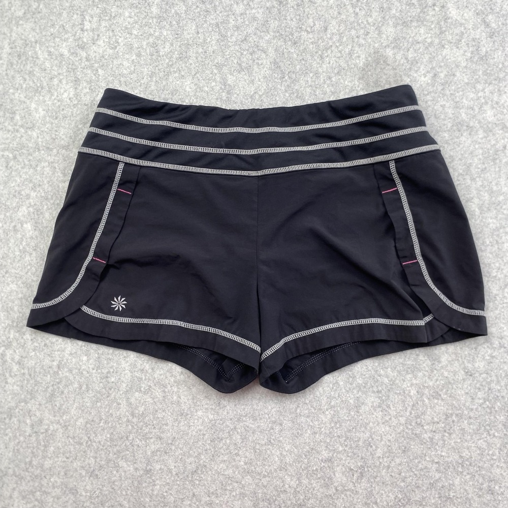 Athleta Womens Small Black Running Athletic Lined Pockets Shorts 221052